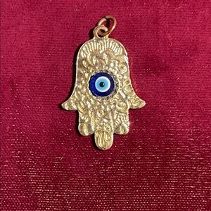 Gold Hamsa Hand Charm Pendant with Filigree Detail